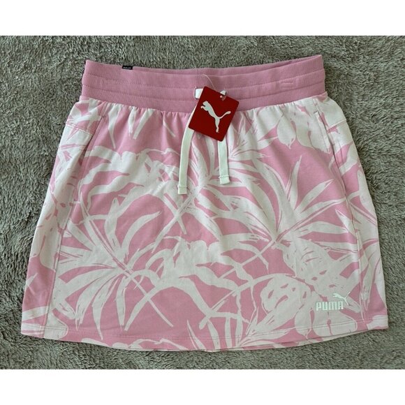 Puma Palm Resort Drawstring-Waist Skirt Women's S Pink Lilac-aop Elastic Waist - Picture 4 of 16